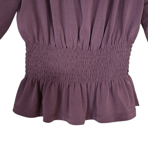 Express One Eleven Women's XS Dark Purple Peasant Top - Picture 5 of 9